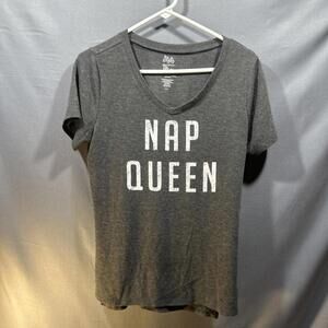 State Of Mine Ladies Graphic NAP QUEEN Tee in Charcoal S M #167 ￼